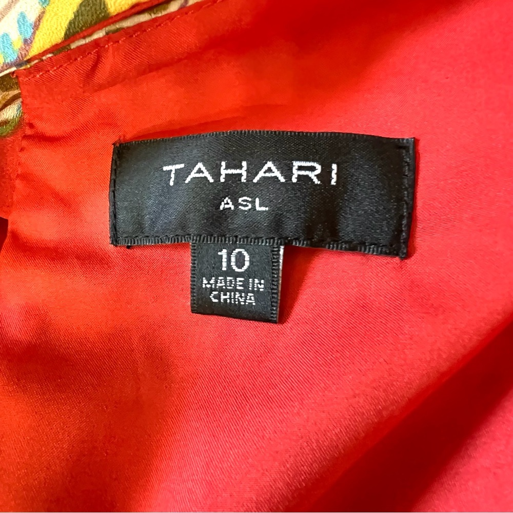 Tahari ASL Floral Paisley Tie Back Midi Dress Womens 10 Orange Night Out Vibrant - Picture 6 of 9